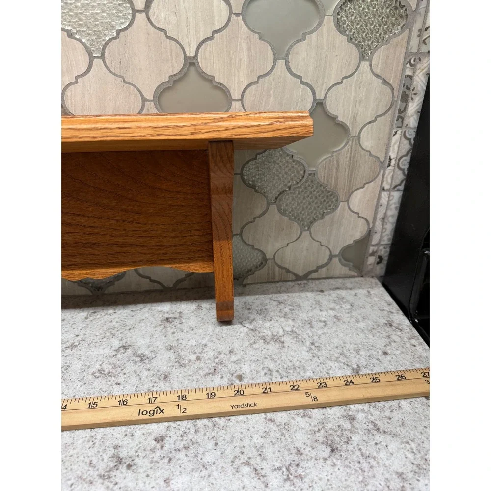 Vintage Oak Wood Wall Shelf Heart Cutout Farmhouse Floating Plate Display Rack
